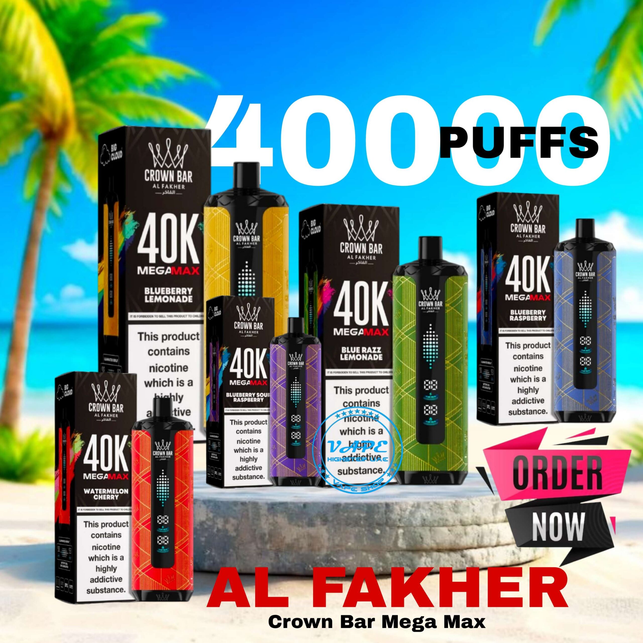 ● Al Fakher Crown Bar Mega Max 40000 Puffs 6mg uae Al Fakher Crown Bar Mega Max 40000 Puffs