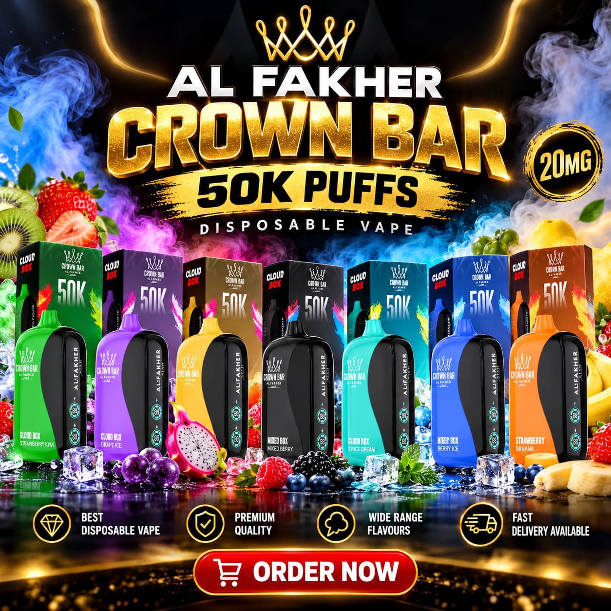 Al Fakher Crown Bar 50K Puffs 20mg Dual Mode Disposable Vape
