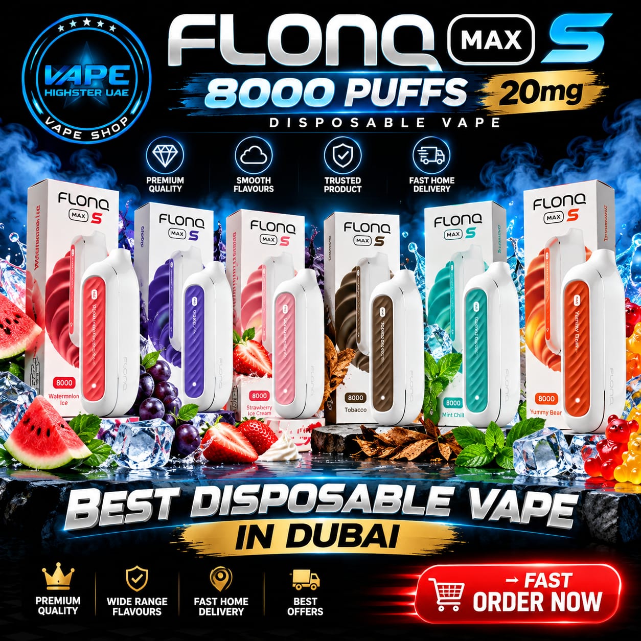 Flonq Max S 8000 Puffs 20mg Disposable Vape