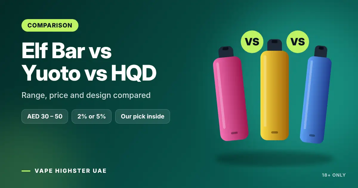Elf Bar vs Yuoto vs HQD - Range, price and design compared