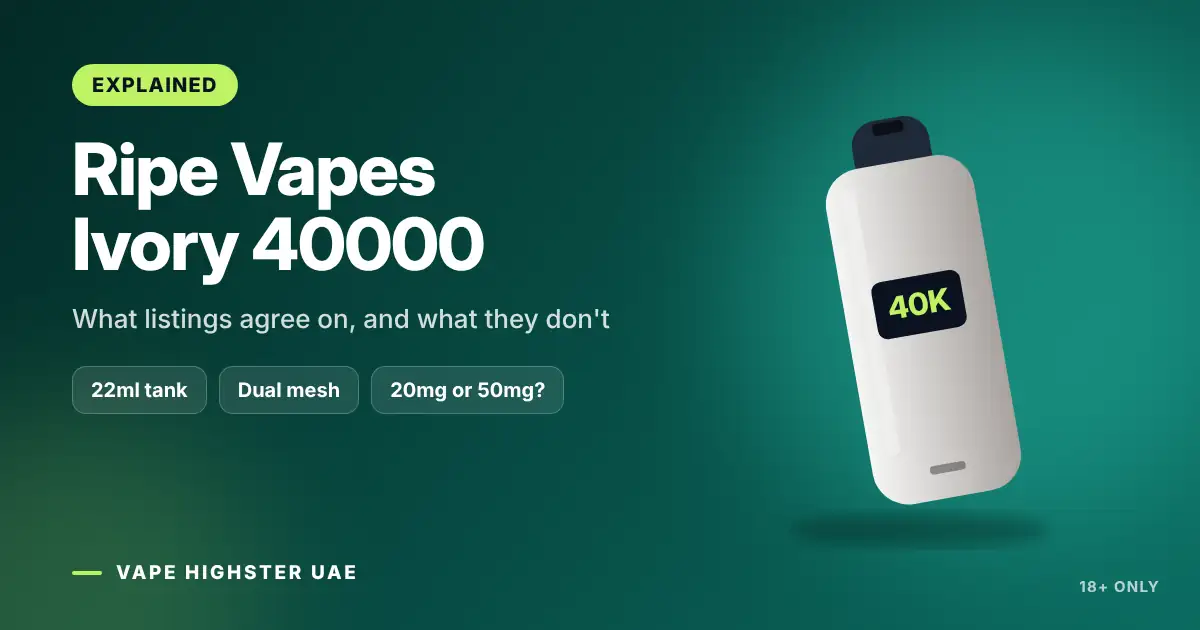 Ripe Vapes Ivory 40000 - What listings agree on, and what they don't